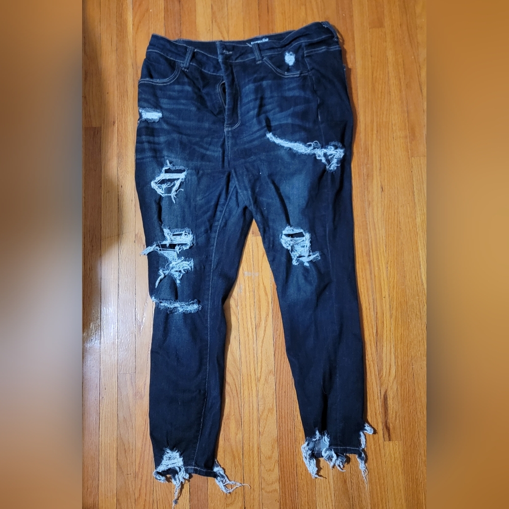 Distressed Terra & Sky Skinny Jeans | Size 16W